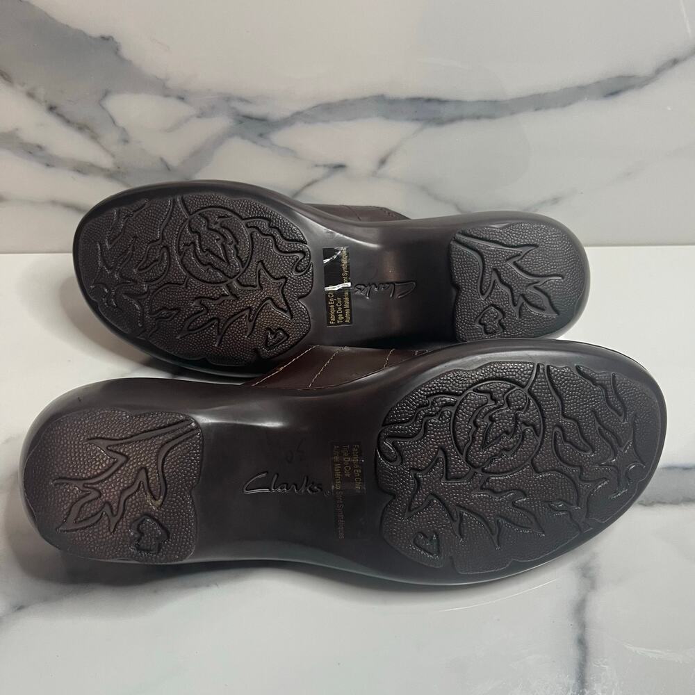 Clarks Women's Brown Leather Comfort Slides Clogs Sz 7.5 Casual Outdoors Boho - Picture 5 of 5
